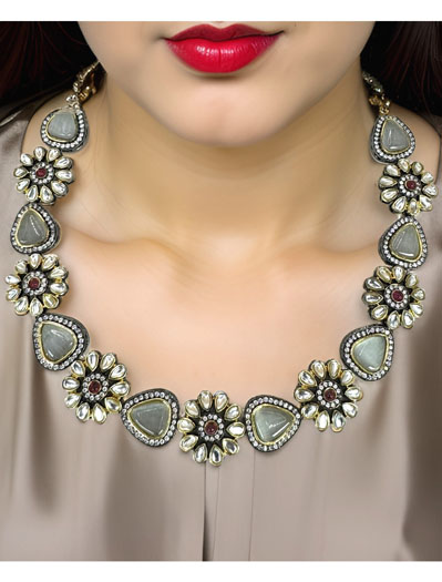 Kundan Monalisa Stone Necklace Set