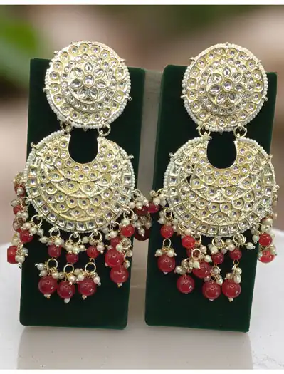 Fancy Kundan Earrings with matching Ring