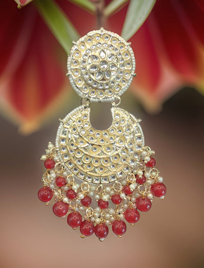 Fancy Kundan Earrings with matching Ring