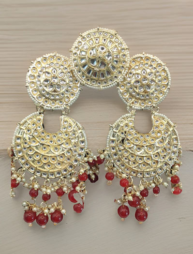 Fancy Kundan Earrings with matching Ring