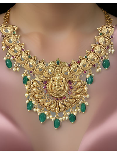 Traditional Nakshi Art Temple Necklace Set