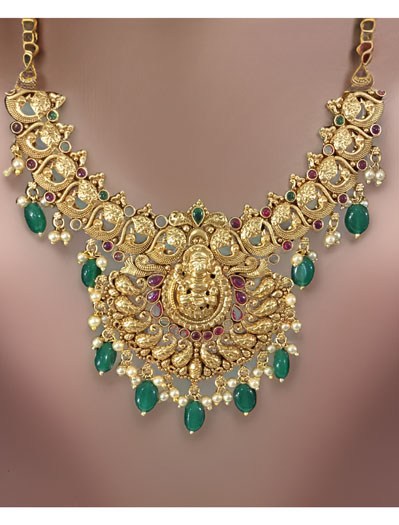 Traditional Nakshi Art Temple Necklace Set