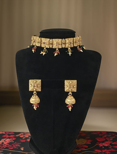 Rajwadi Choker Set with Ruby stones