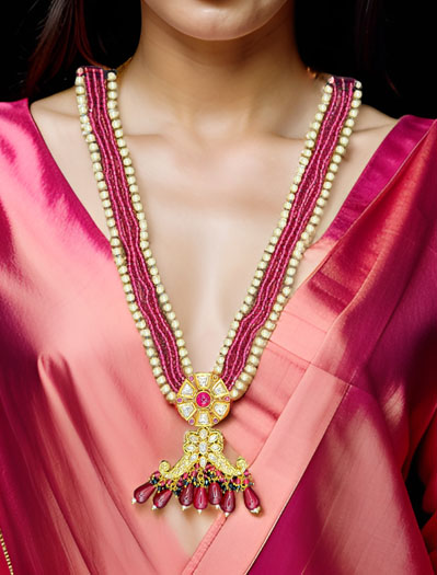 Stylish Pearl Kundan Necklace Set