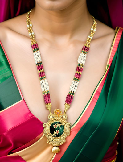 Polki Emerald Elephant Necklace Set