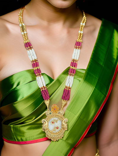 Polki Emerald Elephant Necklace Set