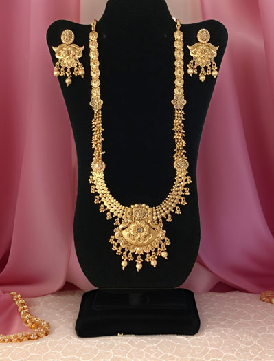 Antique 22carat Gold Finish Cluster Golden Pearls Rajwadi Rani Haar