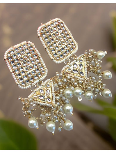 Bollywood inspired fancy Kundan Earrings