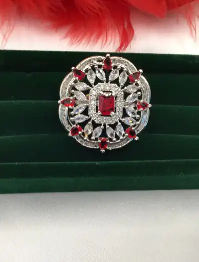 Ruby and Emerald Green AD/CZ Fashionable Ring