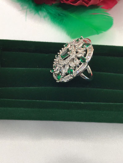 Ruby and Emerald Green AD/CZ Fashionable Ring