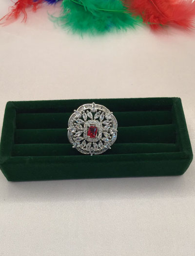 Ruby and Emerald Green AD/CZ Fashion Ring