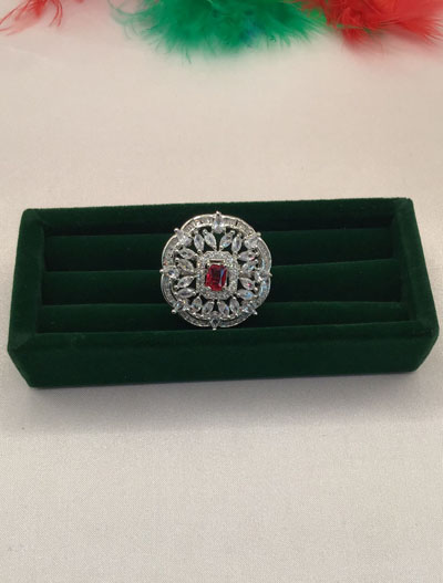 Ruby and Emerald Green AD/CZ Fashion Ring