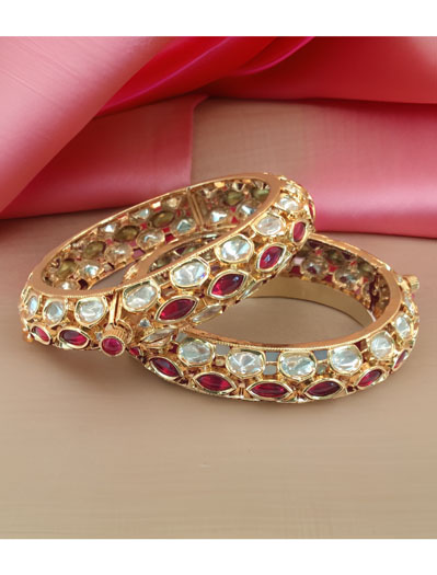 24 carat polish Rajwadi Style AD Bangles/Kada