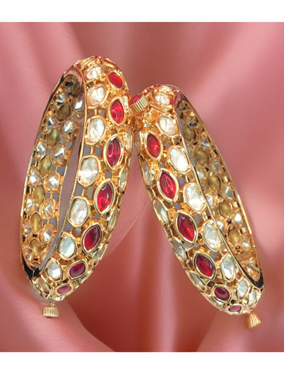 24 carat polish Rajwadi Style AD Bangles/Kada