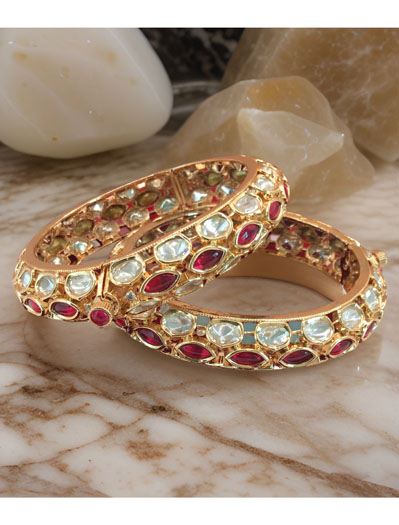 24 carat polish Rajwadi Style AD Bangles/Kada