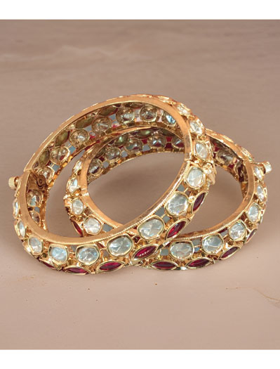 24 carat polish Rajwadi Style AD Bangles/Kada