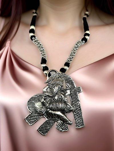 Ganesh Ji German Silver Necklace Set