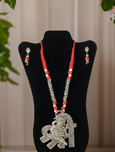 Ganesh Ji German Silver Necklace Set