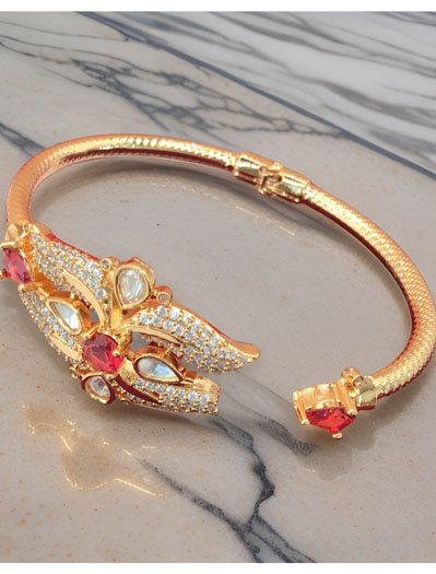 Kundan/CZ Bracelets in Gold Polish