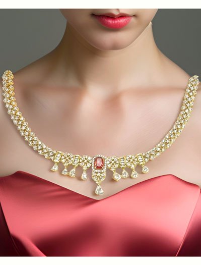 Elegant AD CZ Necklace Set