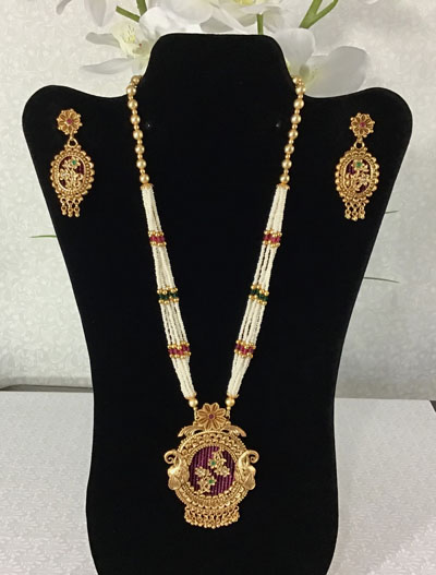 Rajwadi Polki Elephant Necklace Set