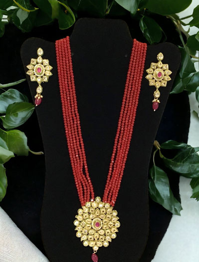 Meenakari Pendant Long Necklace Set