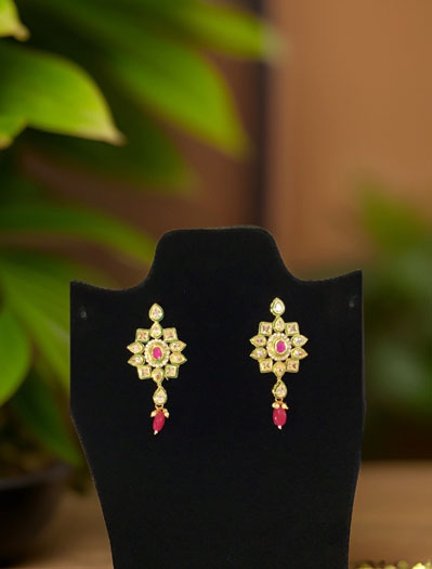 Meenakari Pendant Long Necklace Set