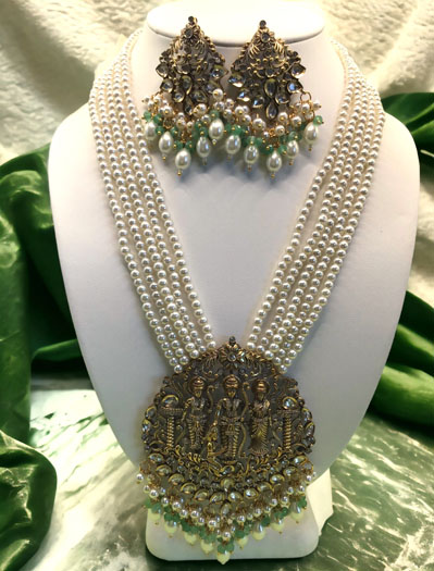 Temple Polki Kundan Rani haar set