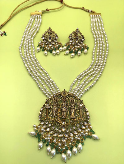 Temple Polki Kundan Rani haar set