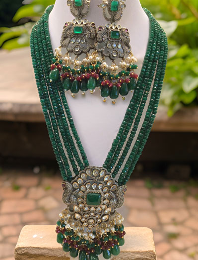 Emerald Victorian Long Necklace set