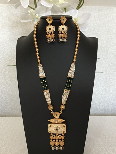 Rajwadi Meenakari Long Necklace Set