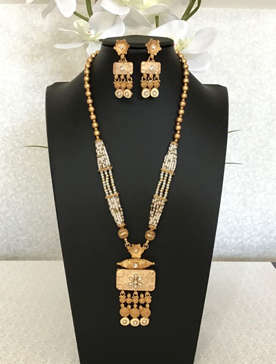 Rajwadi Meenakari Long Necklace Set