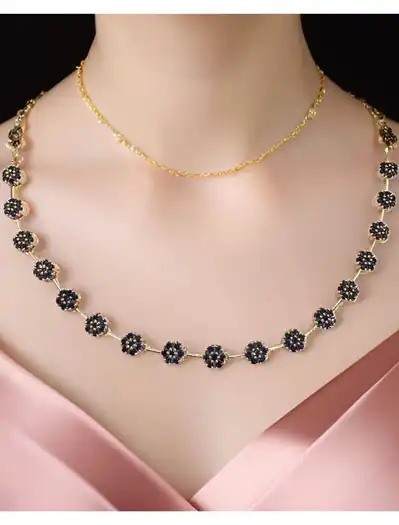 Elegant Flower Design AD Necklace Set