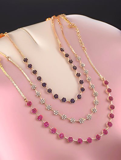 Elegant Flower Design AD Necklace Set