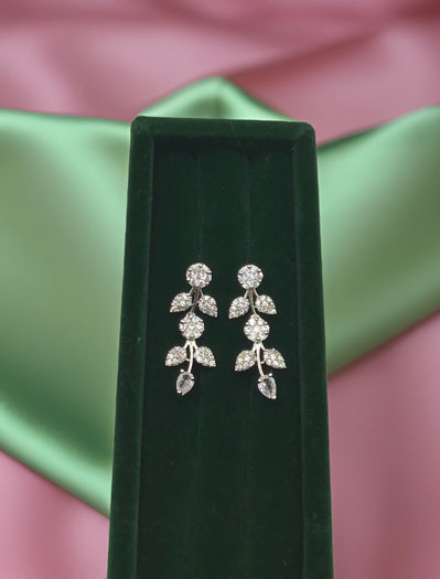 Delicate CZ Rodium Earrings