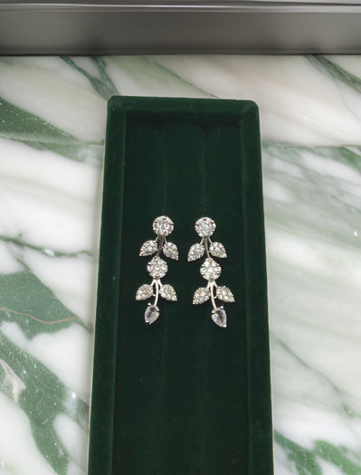 Delicate CZ Rodium Earrings