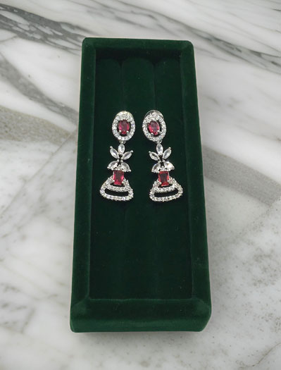 Designer AD/CZ Rodium plated earrings