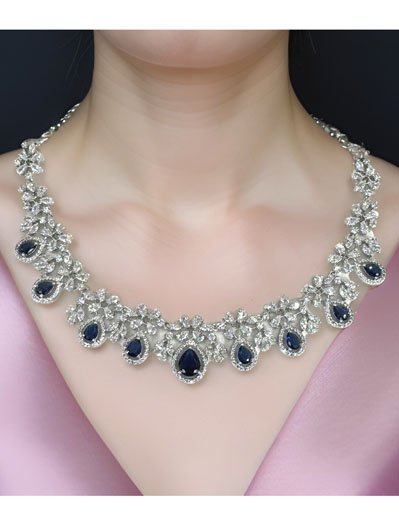 AAA quality AD/CZ necklace set in Rhodium plating