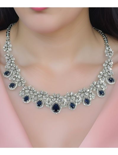 AAA quality AD/CZ necklace set in Rhodium plating