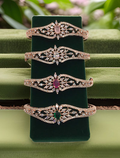 Beautiful AD/CZ kada bracelets in Rose gold finish