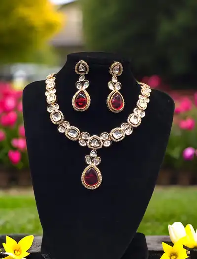 Premium Quality Kundan Necklace Set with changeable stones