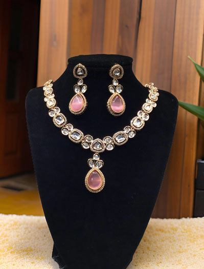 Premium Quality Kundan Necklace Set with changeable stones