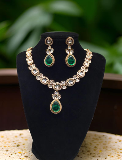 Premium Quality Kundan Necklace Set with changeable stones