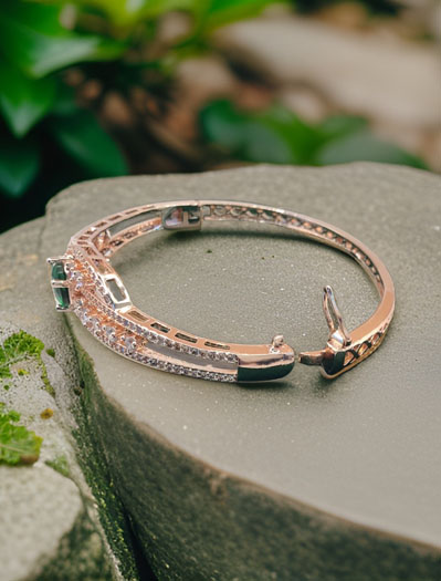 Rosegold statement AD/CZ openable kada bracelets