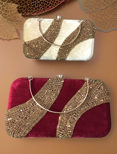 Embroidered Velvet Clutch Purse