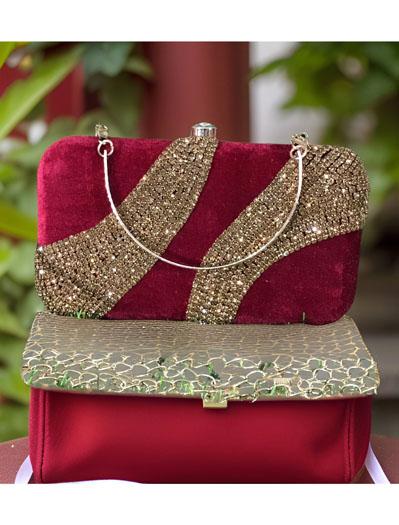 Embroidered Velvet Clutch Purse