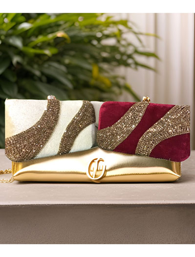 Embroidered Velvet Clutch Purse