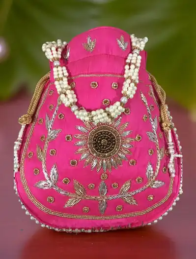 Classic knot Zardosi Embroidered Art Deco Potli Bag