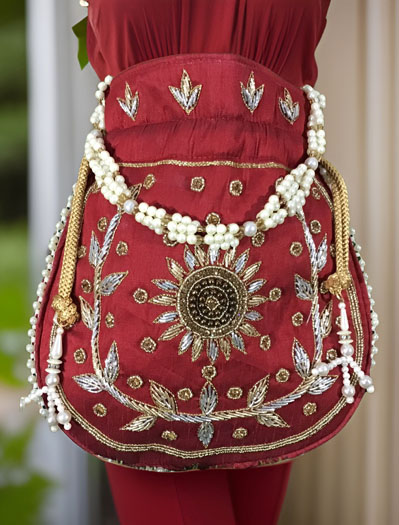 Classic knot Zardosi Embroidered Art Deco Potli Bag