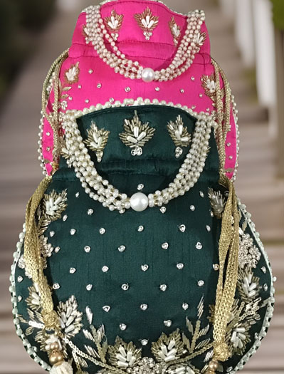 Zardosi/Pearl Silk Embroidered Potli Bag